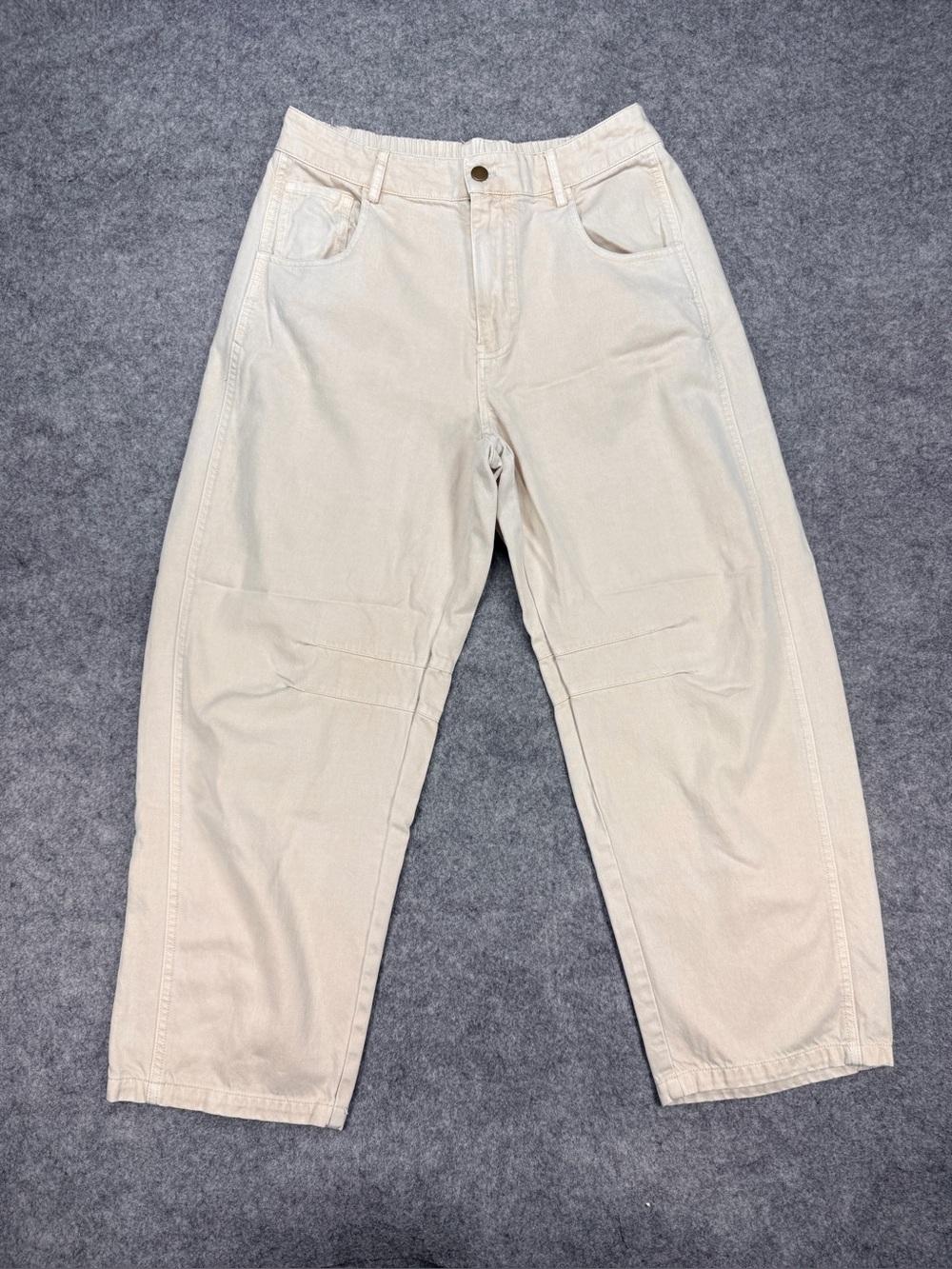 Young Fabulous & Broke YFB Cream Barrel Pants Size L Basics Capsule Minimalist